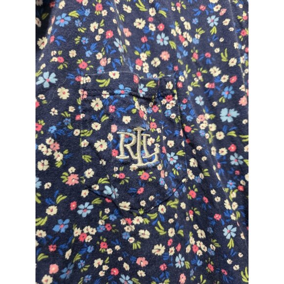 Lauren Ralph Lauren Blue Floral Print Pajama Set Women's Size Small Short Sleeve - Picture 3 of 9